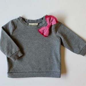 Kate Spade New York Sweatshirt Size 6 Months 68 Pink Bow Gray Baby Girls
